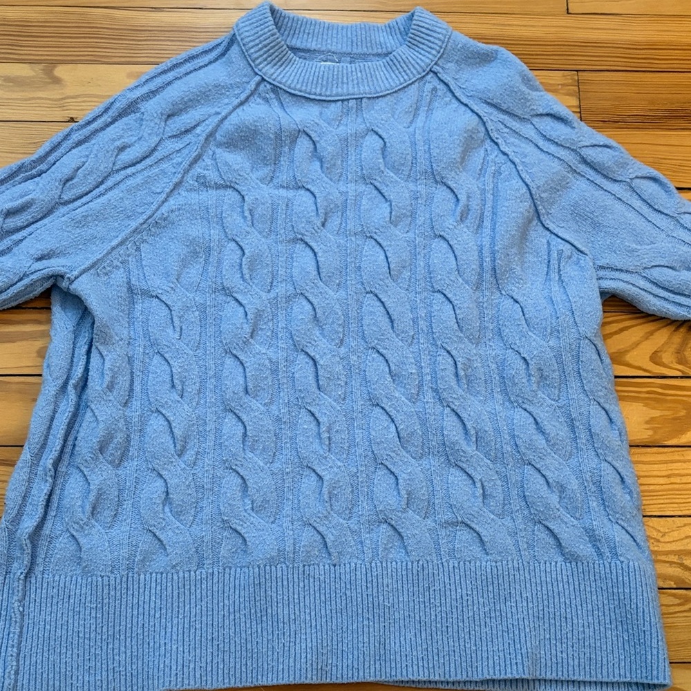 Aerie Light Blue Cable Knit Sweater